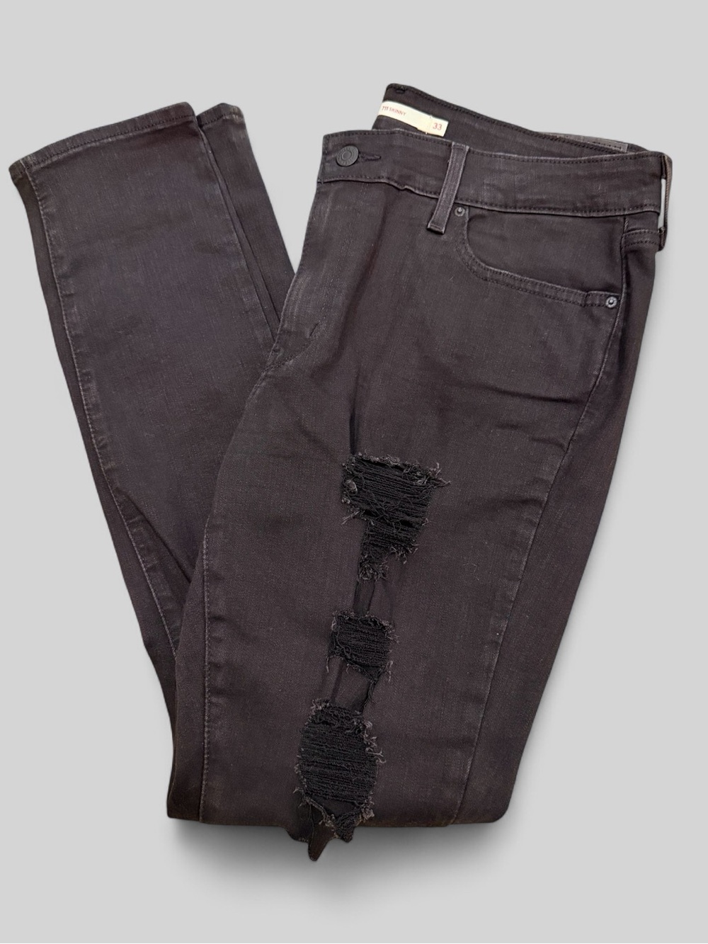 711 Levi's Black Skinny Ripped Women’s Jeans- Waist 33